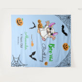 可愛い幽霊カボチャHalloween誕生日背景 タペストリー (正面(横))