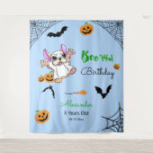可愛い幽霊カボチャHalloween誕生日背景 タペストリー (正面)