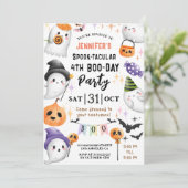 可愛い幽霊スプオクタキュラーハロウィーン4歳の誕生日 招待状 (スタンド正面)