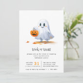 可愛い幽霊スプークのトリックまたは処理パーティー 招待状 (スタンド正面)