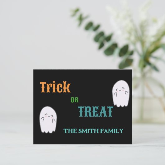 可愛い幽霊トリックハロウィーン シーズンポストカード (スタンド正面)