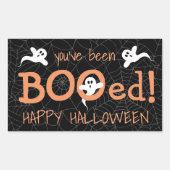 可愛い幽霊ハロウィーンキャンディートリートにブーイング 長方形シール (正面)