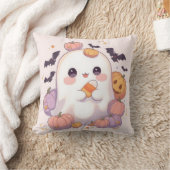 可愛い幽霊ハロウィーン不気味枕 – Decor クッション (ブランケット)