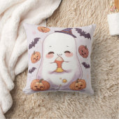 可愛い幽霊ハロウィーン不気味枕 – Decor クッション (ブランケット)