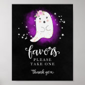 可愛い幽霊ハロウィーン女の子ベビースシャワー好意サイン ポスター (正面)