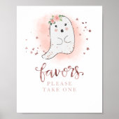 可愛い幽霊ハロウィーン女の子ベビースシャワー好意サイン ポスター (正面)