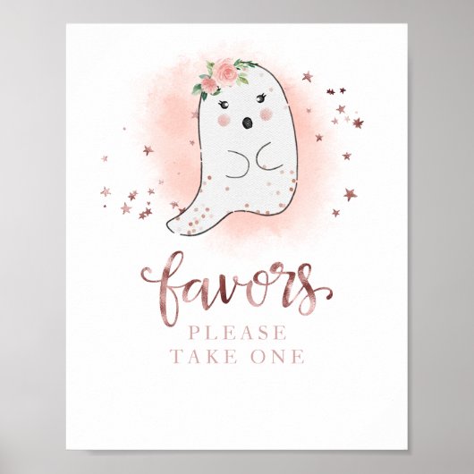 可愛い幽霊ハロウィーン女の子ベビースシャワー好意サイン ポスター (正面)