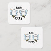 可愛い幽霊ブビーツ – 白い上の面白いハロウィーン スクエア名刺 (正面/裏面)