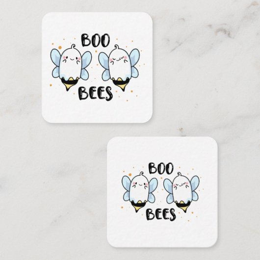 可愛い幽霊ブビーツ – 白い上の面白いハロウィーン スクエア名刺 (正面/裏面)
