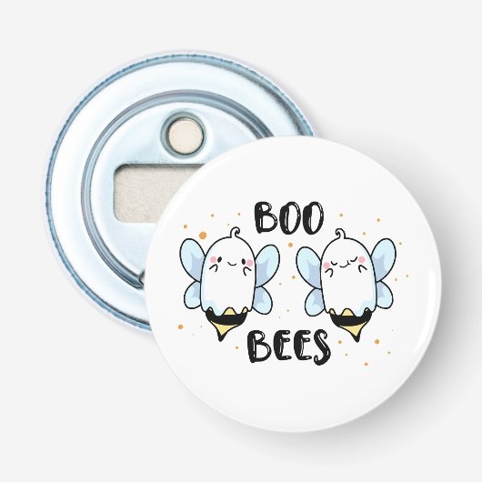 可愛い幽霊ブビーツ – 白い上の面白いハロウィーン 栓抜き (正面)