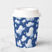 可愛い幽霊ブルーホワイトハロウィーン夜水色 紙コップ (右)