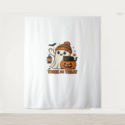 可愛い幽霊不気味キャットハロウィーンキッテンマジカルW タペストリー (正面)