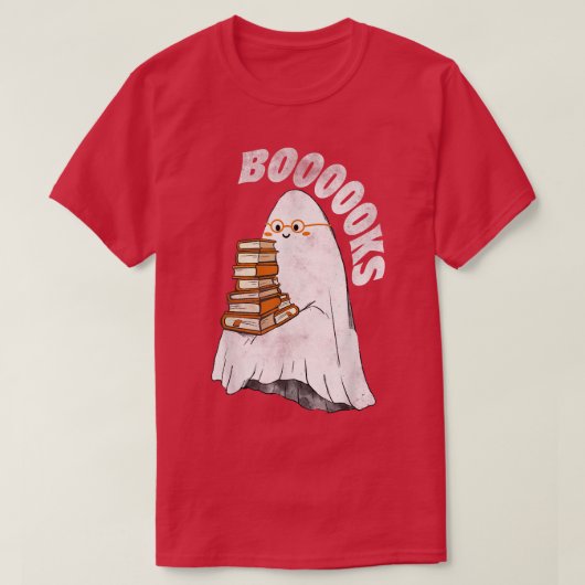 可愛い幽霊先生トップブックハロウィンブー読ク Tシャツ (デザイン正面)