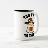 可愛い幽霊可愛すぎて漫画ハロウィーンおもしろいをスプックできない ツートーンマグカップ (正面右)