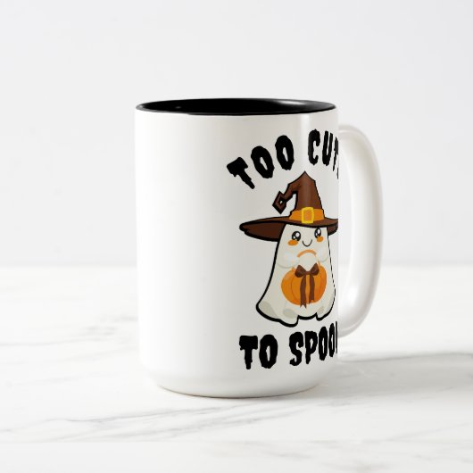 可愛い幽霊可愛すぎて漫画ハロウィーンおもしろいをスプックできない ツートーンマグカップ (正面右)