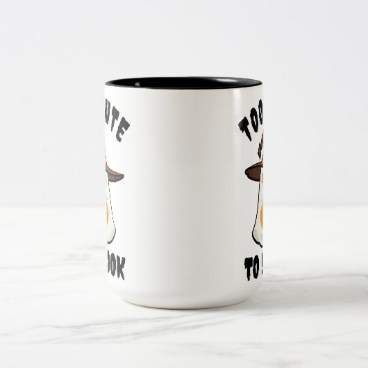 可愛い幽霊可愛すぎて漫画ハロウィーンおもしろいをスプックできない ツートーンマグカップ (中央)