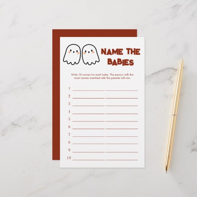 可愛い幽霊名ツインベビーシャワーゲーム (正面/裏面インサイチュ)