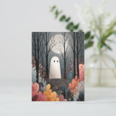 可愛い幽霊幽霊のよく出るの森の水の色ハロウィーン ポストカード (スタンド正面)