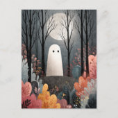 可愛い幽霊幽霊のよく出るの森の水の色ハロウィーン ポストカード (正面)