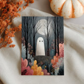 可愛い幽霊幽霊のよく出るの森の水の色ハロウィーン ポストカード