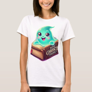 可愛い幽霊幽霊のよく出る&ブック – 愛不気味らしいデザイン Tシャツ