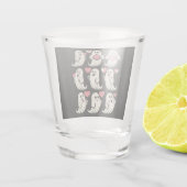 可愛い幽霊恋人ハートヴァレンティーンズデイおもしろいカップル ショットグラス (裏面)