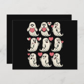 可愛い幽霊恋人ハートヴァレンティーンズデイおもしろいカップル ポストカード (正面/裏面)