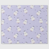 可愛い幽霊柄「ブー!」 文字オンラベンダー ラッピングペーパー (フラット)