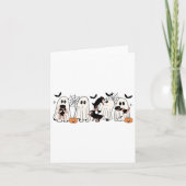 可愛い幽霊犬の犬の恋人の男性の女性の子供のハロウィーン カード (正面)