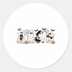 可愛い幽霊犬の犬の恋人の男性の女性の子供のハロウィーン ラウンドシール
