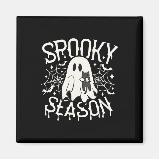 可愛い幽霊猫不気味シーズンハロウィーンの衣装ボーイ マグネット (正面)