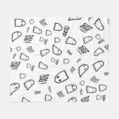 可愛い幽霊白黒 フリースブランケット (正面(横))