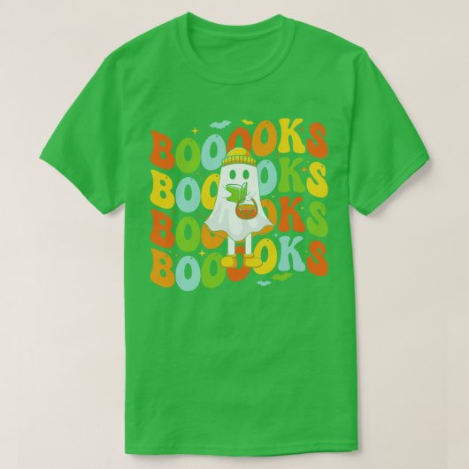 可愛い幽霊読が本の好きおもしろいな本 Tシャツ (デザイン正面)