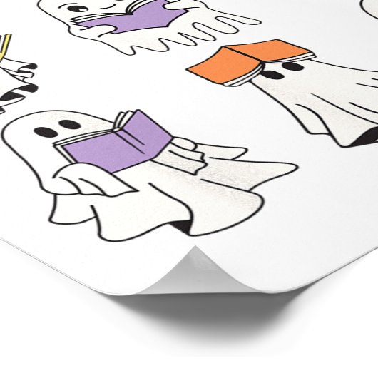 可愛い幽霊読の本おかしなハロウィーンの本の値リスト ポスター (角)