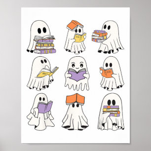 可愛い幽霊読の本おかしなハロウィーンの本の値リスト ポスター