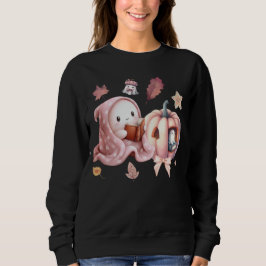 可愛い幽霊読の本先生ハロウィーン愛好家 スウェットシャツ