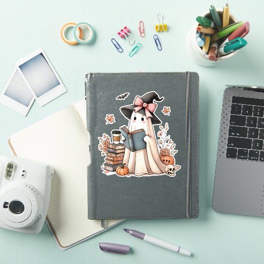可愛い幽霊読の本好きハロウィーン幽霊 シール (iPadカバー)