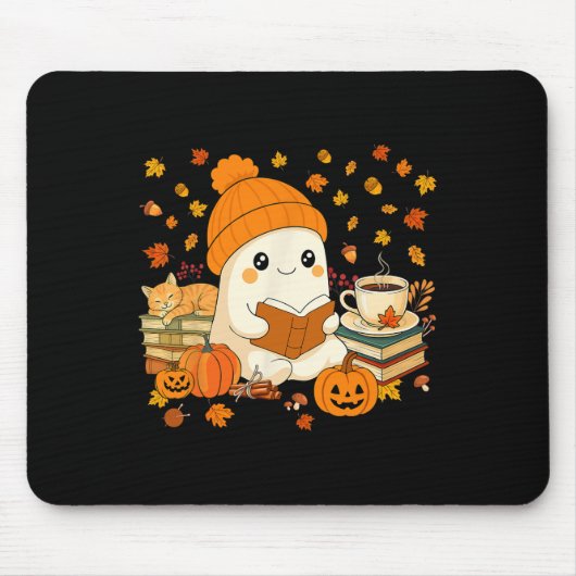 可愛い幽霊読の本好き秋の秋ハロー マウスパッド (正面)
