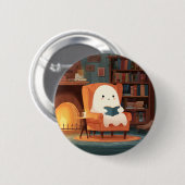可愛い幽霊読ズバイザコージーな暖炉 – ボタン 缶バッジ (正面&裏面)