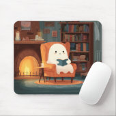 可愛い幽霊読ズバイザコージーな暖炉 – マウスパッド (マウス)