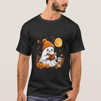 可愛い幽霊読ズブックハロウィーン秋秋ゴス Tシャツ