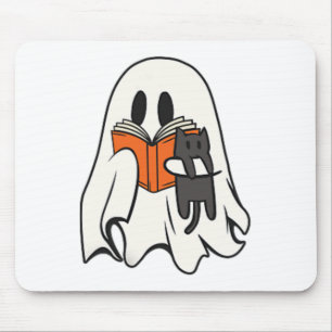 可愛い幽霊読猫のブックシー不気味ズンハロウィー マウスパッド