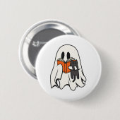 可愛い幽霊読猫のブックシー不気味ズンハロウィー 缶バッジ (正面&裏面)