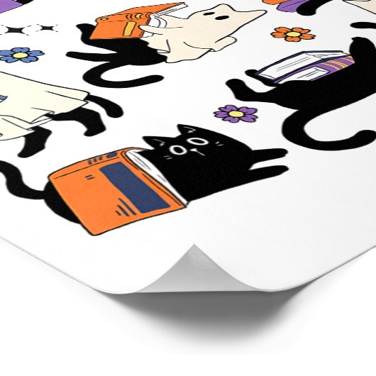 可愛い幽霊読猫の本好き本懐 ポスター (角)