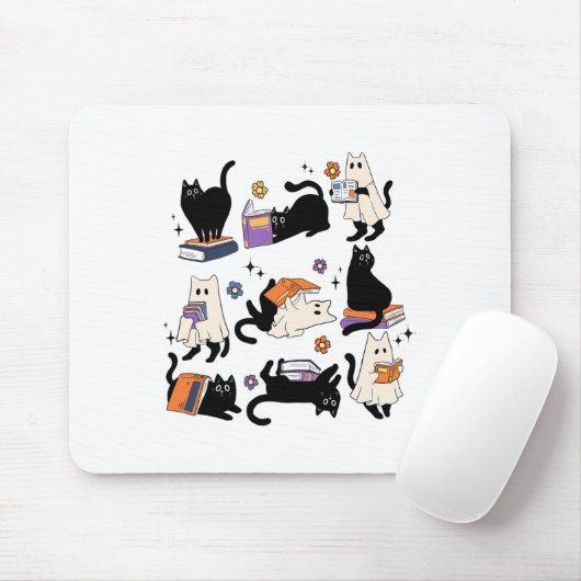 可愛い幽霊読猫の本好き本懐 マウスパッド (マウス)
