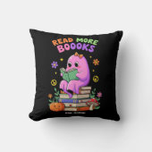 可愛い幽霊読「もっとブーーク」面白いハロウィーン クッション (正面)