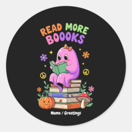 可愛い幽霊読「もっとブーーク」面白いハロウィーン ラウンドシール