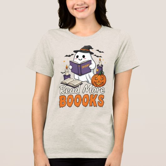 可愛い幽霊読 – 他のブックス – ハロウィーン – トライブレンドTシャツ (正面)