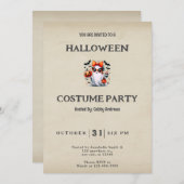 可愛い幽霊財布ボーコーヒースターヴィンテージハロウィーン 招待状 (正面/裏面)