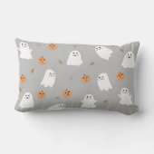 可愛い幽霊&パンプキングレーハロウィーンパターン ランバークッション (裏面)